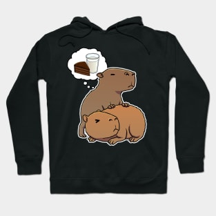 Capybara hungry for Chocolate Cake and Milk Hoodie